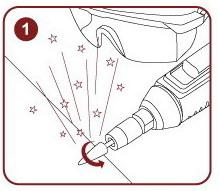 操作人員使用時火花圖1 オペレーターが使用する際の火花 図 1